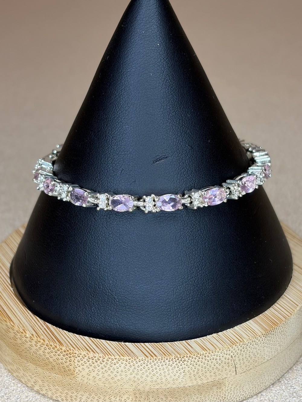 Avon Silver Pink Cubic Zirconia Tennis Bracelet